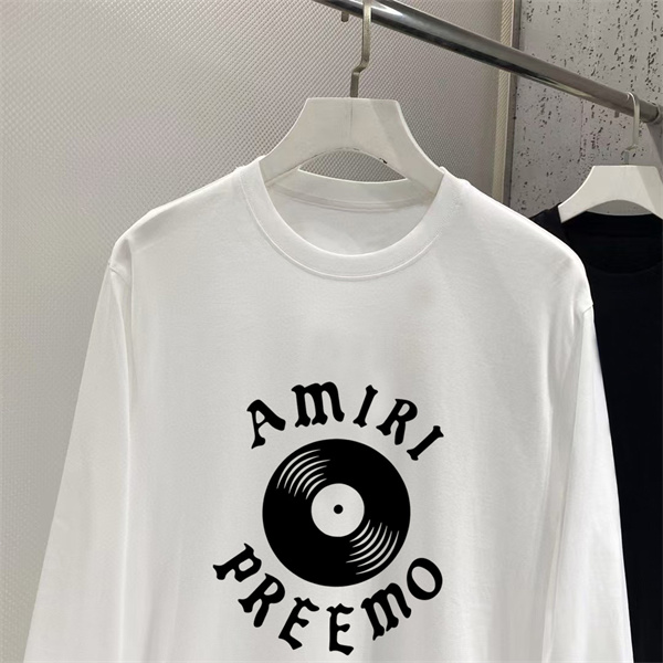 ヴィンテージ音楽ムード AMIRI アミリ コピー ロングスリーブ ヴァイナルレコード センターロゴデザイン