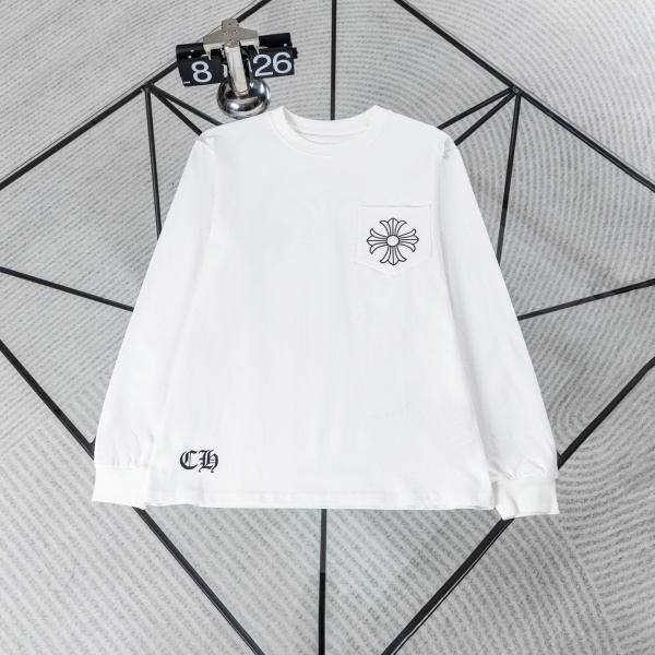 Chrome Hearts コピー バックサークルクロス ロングスリーブTシャツ 胸ポケット仕様 ゴシックロゴ 存在感抜群 注目モデル
