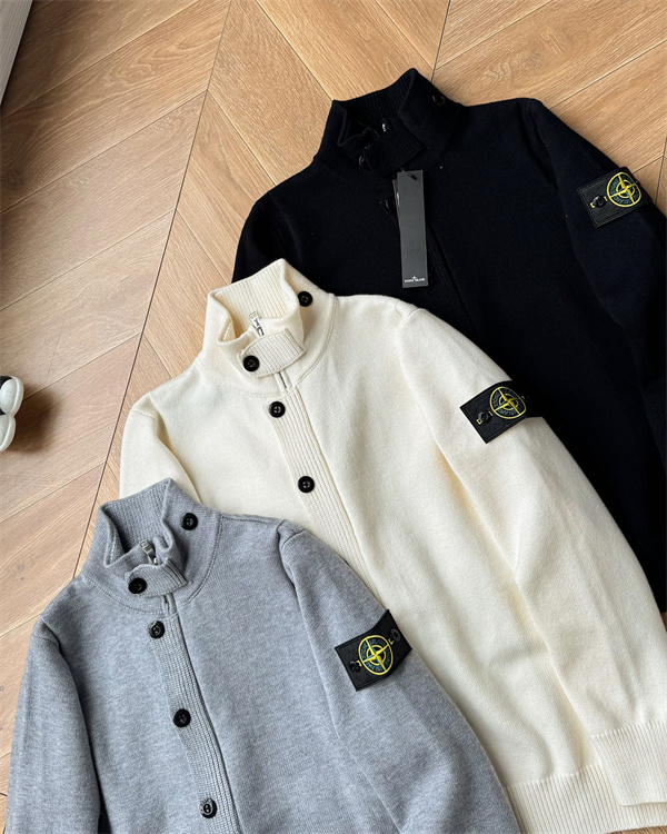 STONE ISLAND ストーンアイランドカーディガンコピー 新作★コットンウール混紡 ニットカーディガン ボタン付き 秋冬
