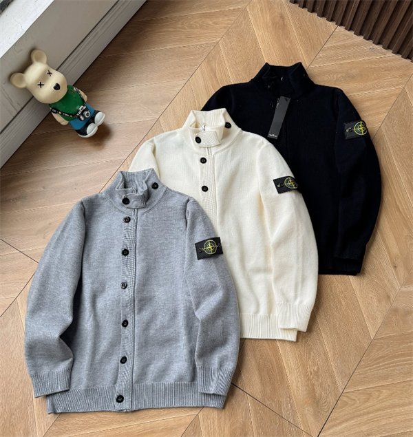 STONE ISLAND ストーンアイランドカーディガンコピー 新作★コットンウール混紡 ニットカーディガン ボタン付き 秋冬