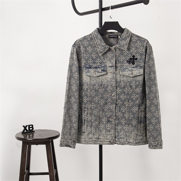 クロスエンブレム ストーンウォッシュ ダブルポケット CHROME HEARTS クロムハーツ コピー 総柄デニムブルゾン ダークストリート