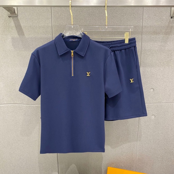 デイリー人気 Louis Vuitton 半袖セットアップ ルイ・ヴィトン 激安 ドローコードショーツ ミニマル仕立て
