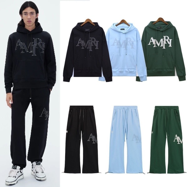 着回し力抜群 AMIRI パーカーセットアップ 立体レタリング アミリ 激安 都会派カジュアル