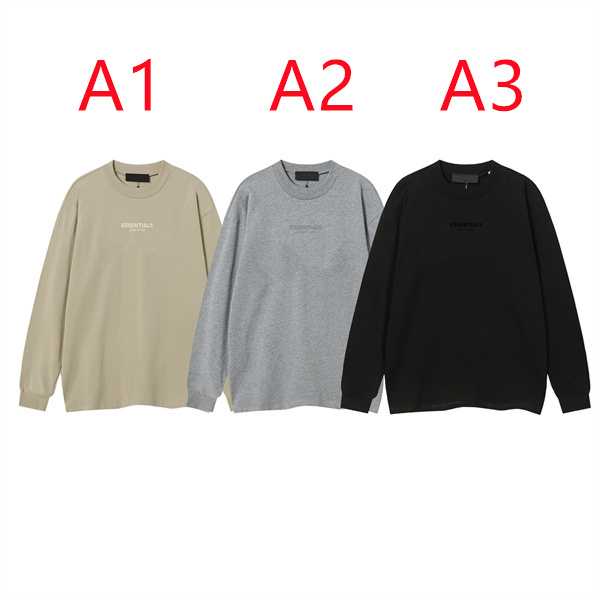 オートミールベージュ ミニロゴ エッセンシャルズ コピー 長袖Tシャツ リラックスシルエット