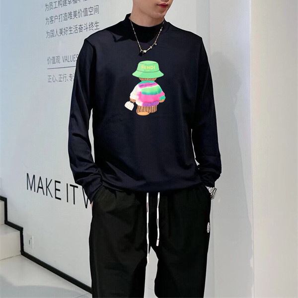 ポップグラフィック FENDI フェンディ コピー クルーネック長袖トップス ストリートカジュアル