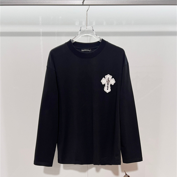 ブラック・ホワイト クロスエンブレム CHROME HEARTS クロムハーツ コピー クルーネックロンT ダークストリート