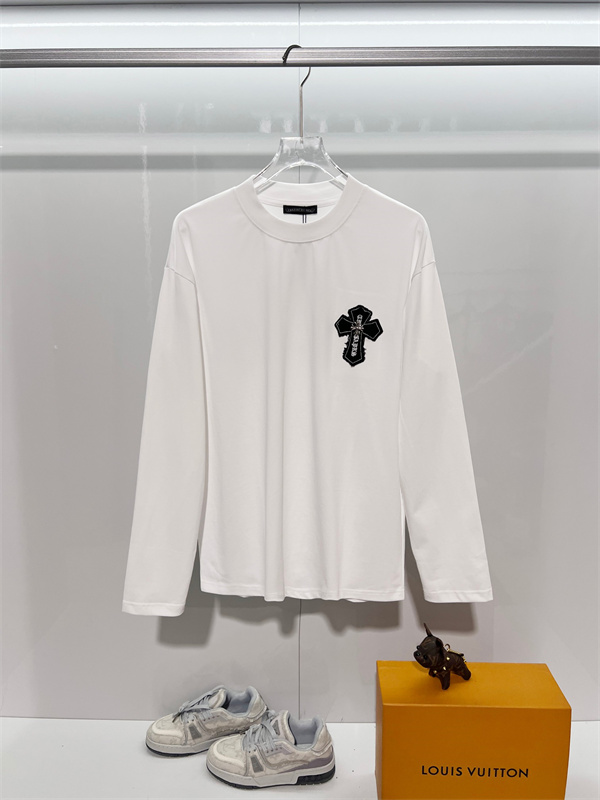 ブラック・ホワイト クロスエンブレム CHROME HEARTS クロムハーツ コピー クルーネックロンT ダークストリート