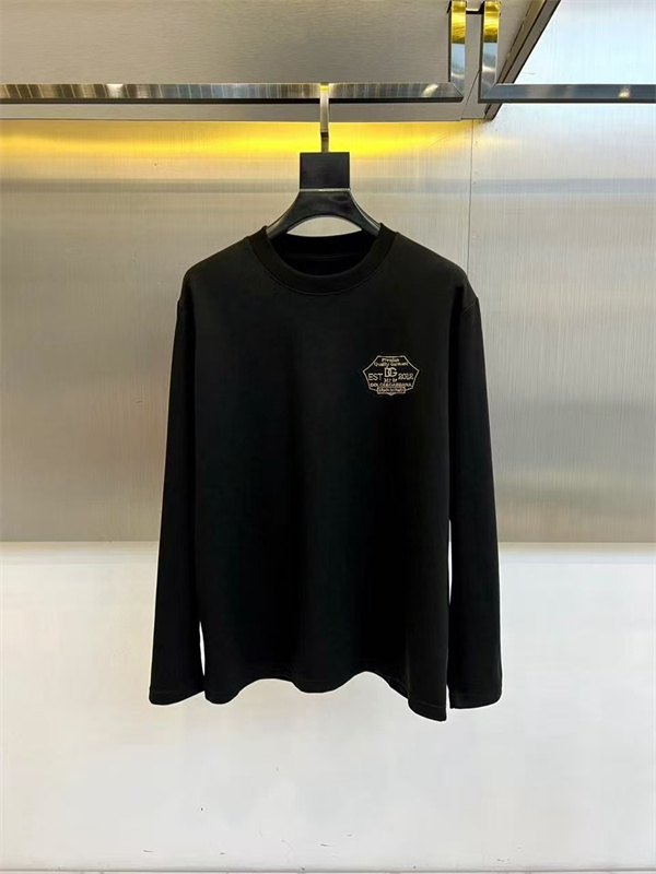 シールドワッペン ブラック DOLCE & GABBANA ドルチェ＆ガッバーナ コピー クルーネックロンT ミニマルシルエット