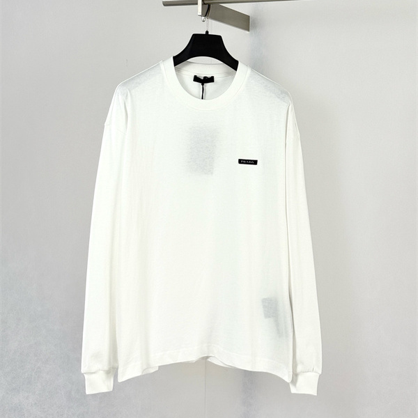 スリムプレートロゴ クリーンクルーネック PRADA プラダ コピー 長袖Tシャツ アーバンベーシック