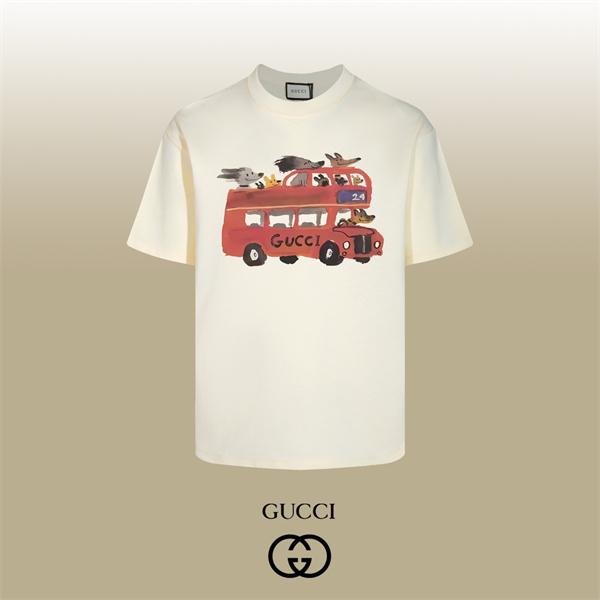 ダブルデッカーバス アニマルグラフィック レトロタッチ GUCCI グッチ コピー 半袖Tシャツ 遊び心満載