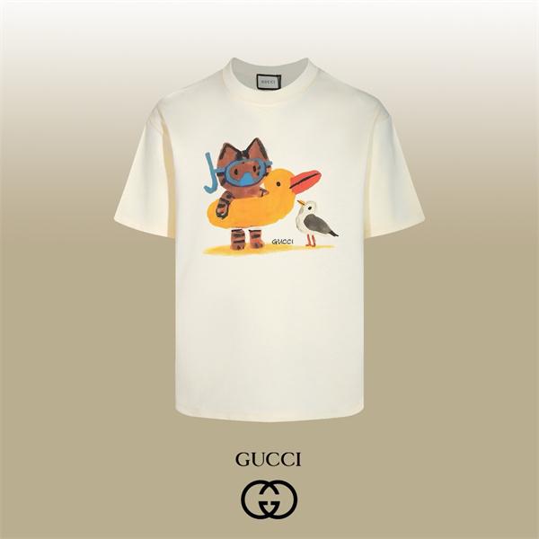 シュノーケル猫モチーフ アニマルプリント 軽やかコットン GUCCI グッチ コピー 半袖Tシャツ 注目アート