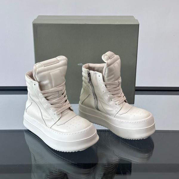 主役級ボリュームソール Rick Owens 激安 ハイカットスニーカー 本革アッパー サイドジップ リック・オウエンス