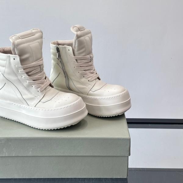 主役級ボリュームソール Rick Owens 激安 ハイカットスニーカー 本革アッパー サイドジップ リック・オウエンス