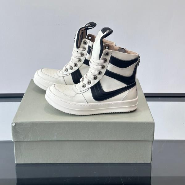 売れ行き好調 約3.5cmソール Rick Owens 激安 レザースニーカー 異素材コンビ クロスディテール リック・オウエンス
