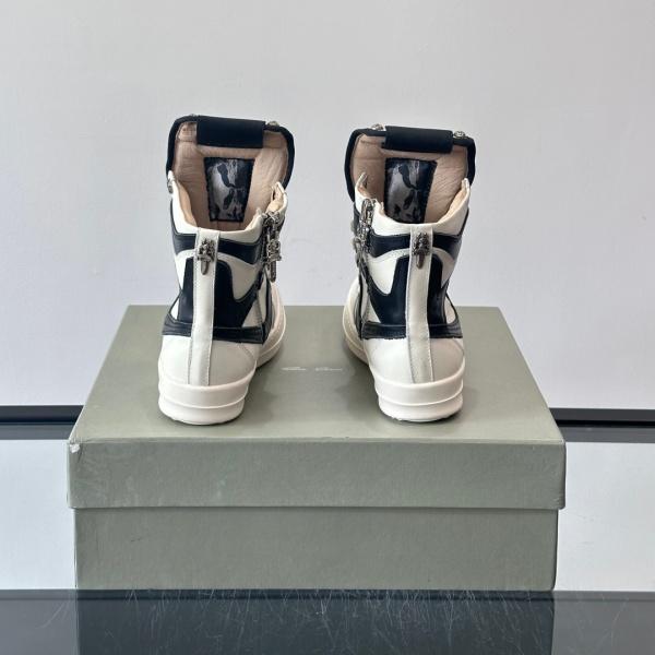 売れ行き好調 約3.5cmソール Rick Owens 激安 レザースニーカー 異素材コンビ クロスディテール リック・オウエンス