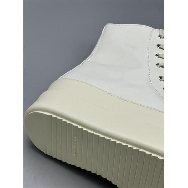 オールホワイト レザーアッパー サイドジップ RICK OWENS リック・オウエンス コピー 厚底ハイカットスニーカー 立体ボリュームソール 新作注目