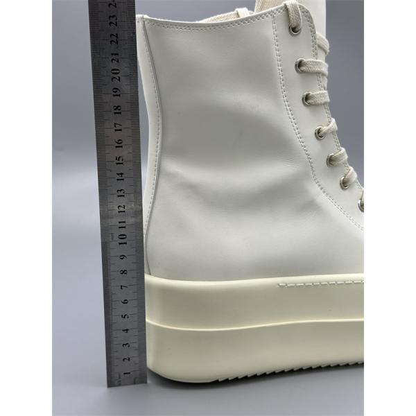 オールホワイト レザーアッパー サイドジップ RICK OWENS リック・オウエンス コピー 厚底ハイカットスニーカー 立体ボリュームソール 新作注目