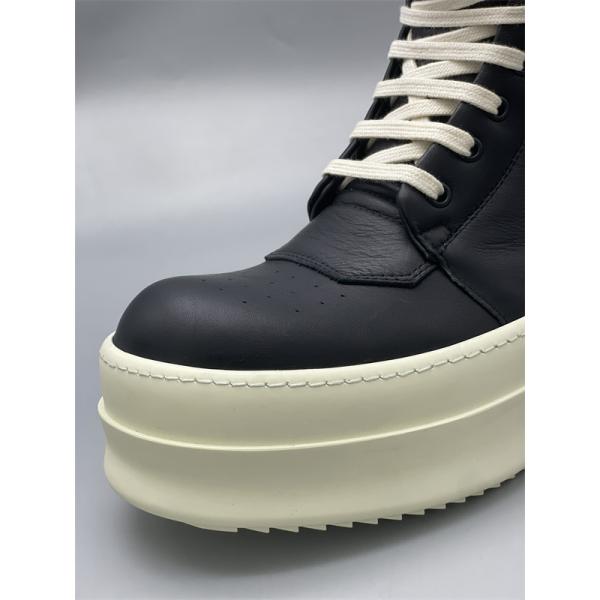  バイカラー切替 ボリュームソール RICK OWENS リック・オウエンス コピー 厚底ロングハイカットスニーカー 未来的モード 視線集中