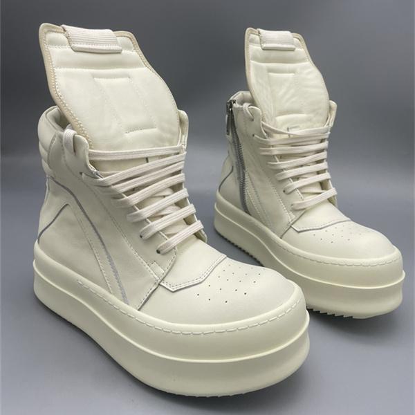 レースアップ仕様  RICK OWENS リック・オウエンス コピー プラットフォームシューズ 軽快なホワイトモデル 洗練モード