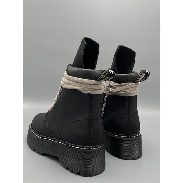  サイドジップ ウェルトステッチ RICK OWENS リック・オウエンス コピー 厚底レースアップブーツ タフなラグソール 限定感漂う