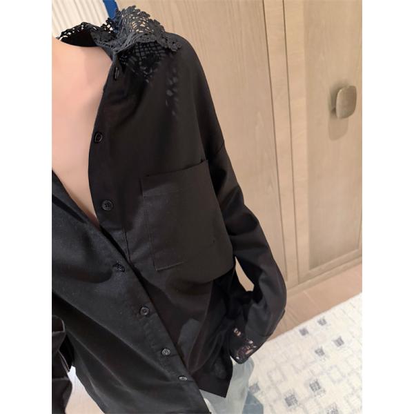 優雅な着映え 長袖シャツ レースカフス 胸ポケット CHANEL シャネル コピー 長袖ブラウス ゆったりフォルム