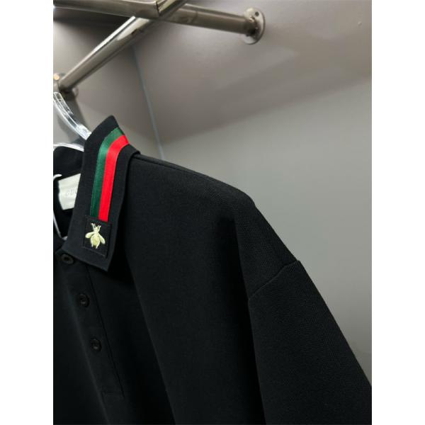 アイコニック映え ポロトップス 配色リブカラー 3ボタン前立て GUCCI グッチ コピー メンズ半袖ポロシャツ 端正シルエット
