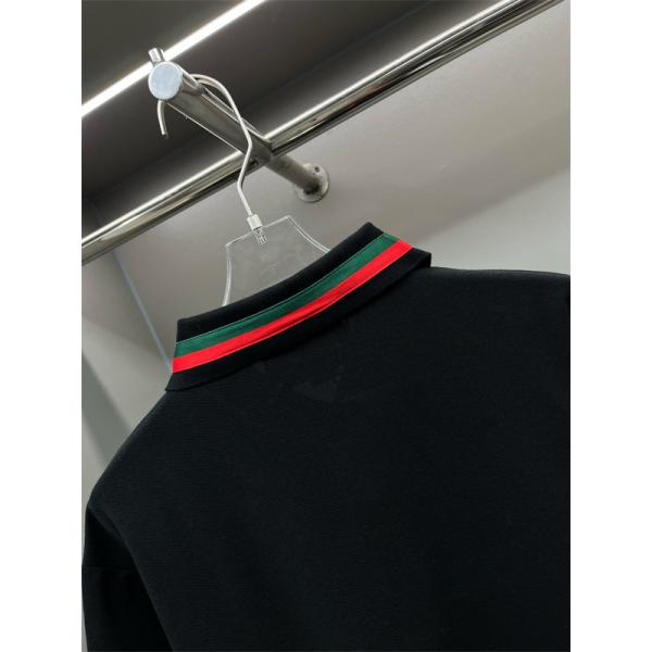 アイコニック映え ポロトップス 配色リブカラー 3ボタン前立て GUCCI グッチ コピー メンズ半袖ポロシャツ 端正シルエット