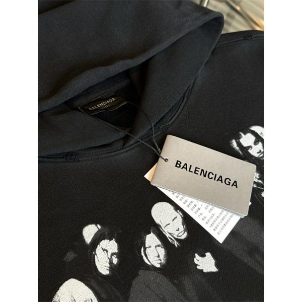ストリート主役 ロゴフーディー 大判フォトプリント ドロップショルダー BALENCIAGA バレンシアガ コピー プルオーバーパーカー カンガルーポケット