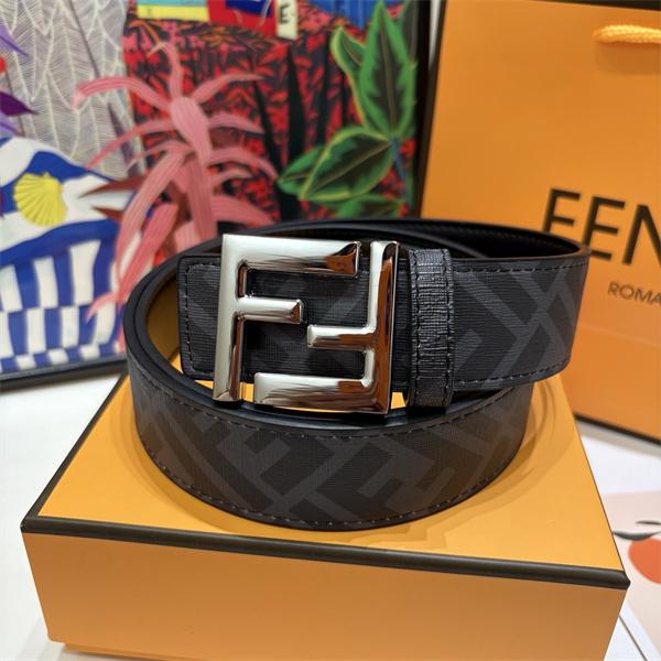 ダブルFメタルバックル 総柄デザイン FENDI フェンディ コピー ベルト レザー調トリム 存在感ある一本 注目度急伸