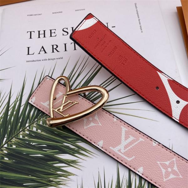 モノグラム総柄 レッド裏面 LOUIS VUITTON ルイヴィトン コピー ベルト 配色コントラスト エレガントな存在感 大人可愛い