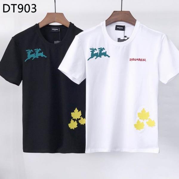 DSQUARED2 コピー  注目度急伸 ディアモチーフ刺繍 半袖Tシャツ メープルアクセント すっきり映えるデザイン