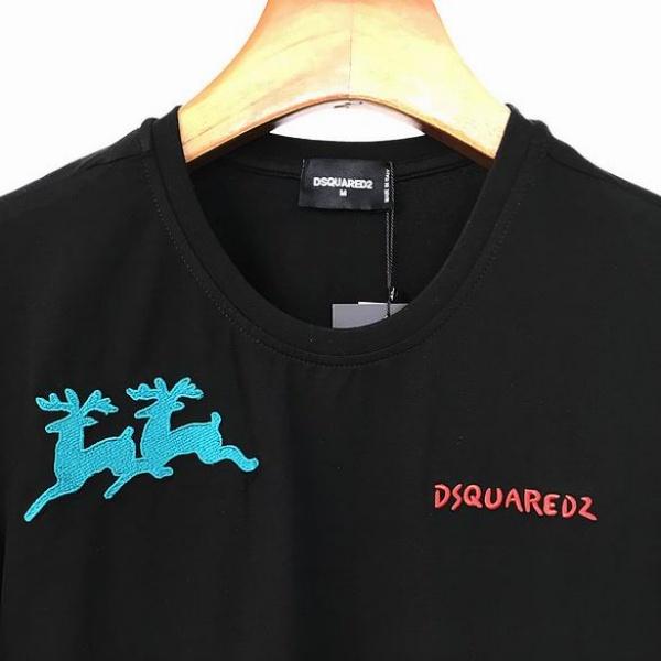 DSQUARED2 コピー  注目度急伸 ディアモチーフ刺繍 半袖Tシャツ メープルアクセント すっきり映えるデザイン