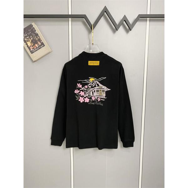 注目モデル LOUIS VUITTON ルイヴィトン コピー メンズ 長袖トップス ボタニカルロゴ リブ袖 着回し力