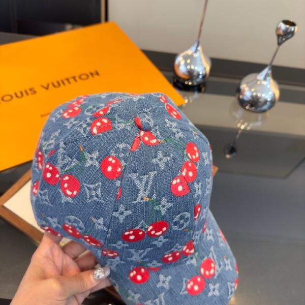LOUIS VUITTON 激安 注目度急伸 チェリーモチーフ モノグラム デニムキャップ ヴィンテージ感 ベースボール帽