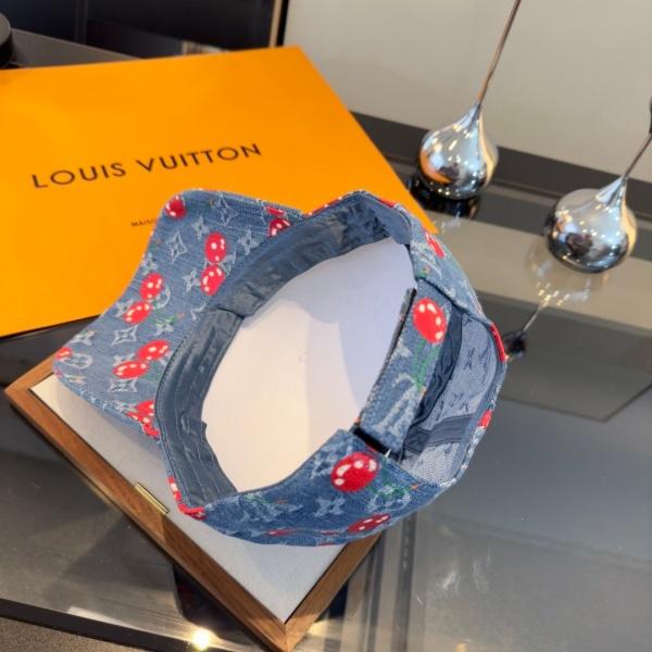 LOUIS VUITTON 激安 注目度急伸 チェリーモチーフ モノグラム デニムキャップ ヴィンテージ感 ベースボール帽