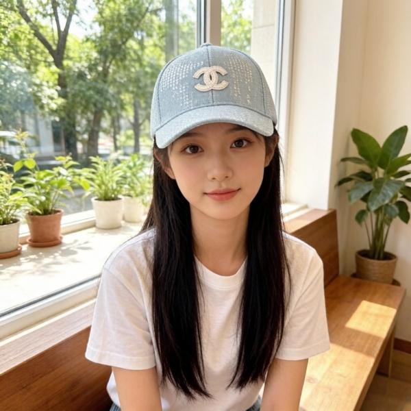 CHANEL  激安 人気上昇中 キラめきデニムキャップワンポイント 軽やか見え お出かけコーデ向け