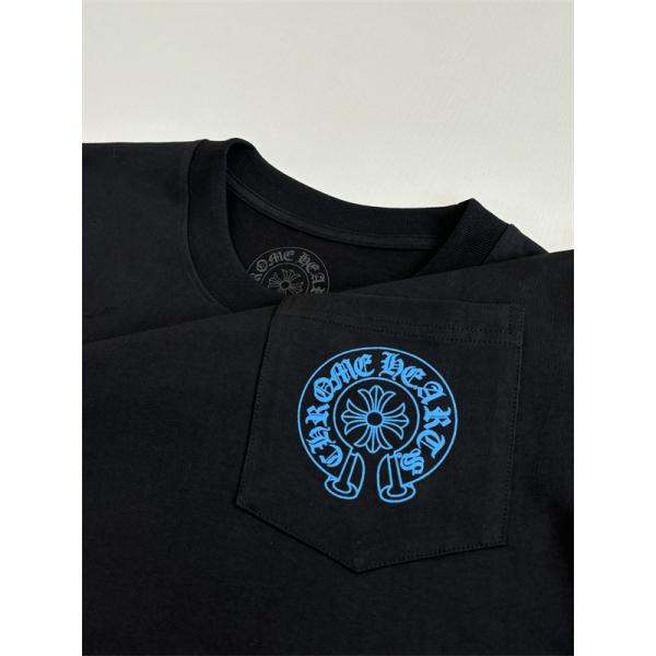 ディテール重視 CHROME HEARTS クロムハーツ コピー 半袖カットソー 胸ポケット サイドCHロゴ ゴシック仕様