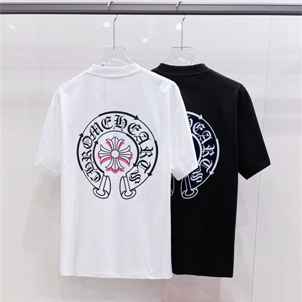 CHROME HEARTS クロムハーツ コピー メンズ カットソー ホースシューロゴ 配色クロス 2色バリエーション