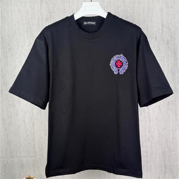 ゴシック意匠 CHROME HEARTS クロムハーツ コピー クルーネックTシャツ サークルレタリング フローラルクロス構成