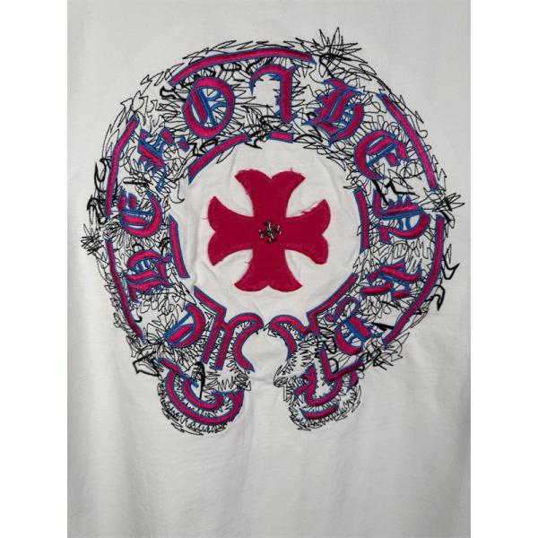 ゴシック意匠 CHROME HEARTS クロムハーツ コピー クルーネックTシャツ サークルレタリング フローラルクロス構成