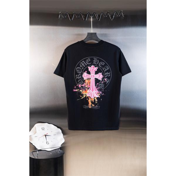 ペイント表現 CHROME HEARTS クロムハーツ コピー クルーネックTシャツ フロントクロス ビッグエンブレム