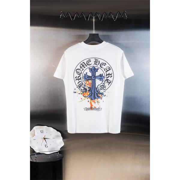 ペイント表現 CHROME HEARTS クロムハーツ コピー クルーネックTシャツ フロントクロス ビッグエンブレム