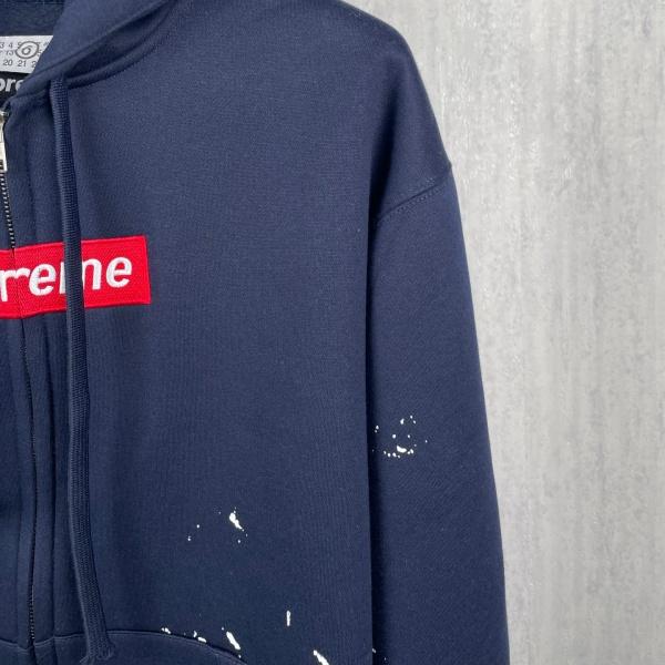 Supreme × MM6 Maison Margiela コピー 2026注目コラボ ペイントスプラッシュ BOXロゴ ジップアップパーカー オーバーサイズ