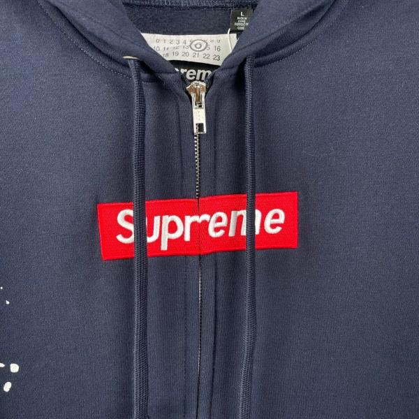 Supreme × MM6 Maison Margiela コピー 2026注目コラボ ペイントスプラッシュ BOXロゴ ジップアップパーカー オーバーサイズ