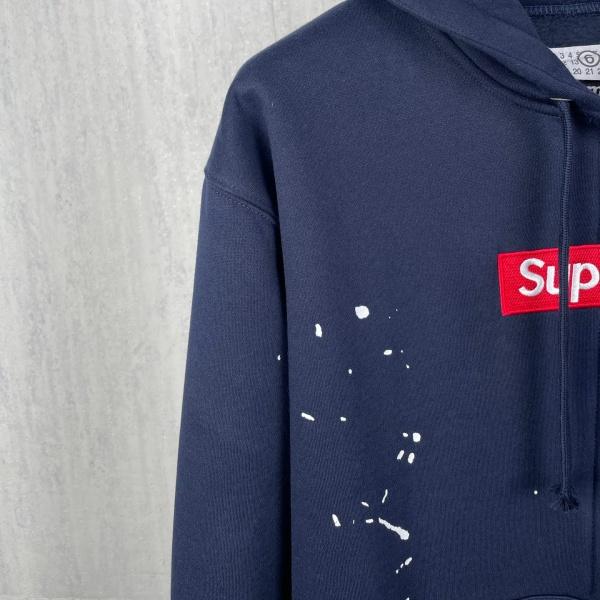 Supreme × MM6 Maison Margiela コピー 2026注目コラボ ペイントスプラッシュ BOXロゴ ジップアップパーカー オーバーサイズ
