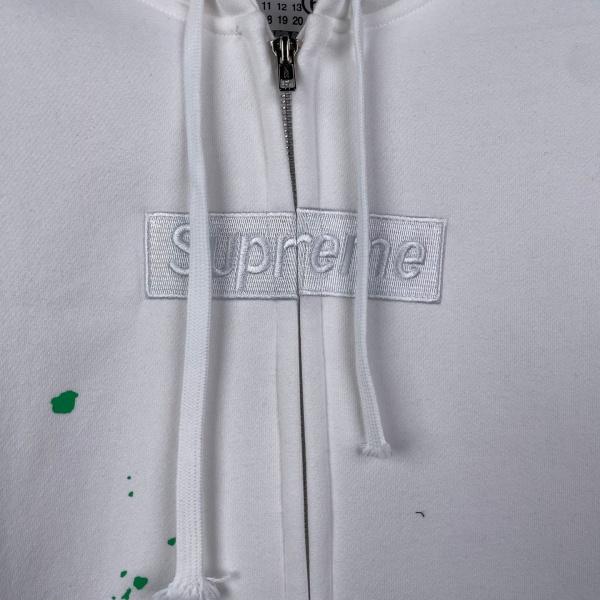 Supreme × MM6 Maison Margiela コピー 2026注目コラボ ペイントスプラッシュ BOXロゴ ジップアップパーカー オーバーサイズ