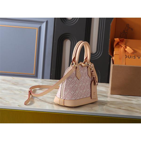 織り柄を楽しむ LOUIS VUITTON ルイヴィトン コピー ハンドバッグ ラウンドフォルム レザーボトム ダブルジップ