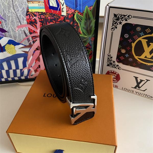 型押しレザー調 LOUIS VUITTON ルイヴィトン コピー ワイドベルト ビッグLVバックル モダンメンズ