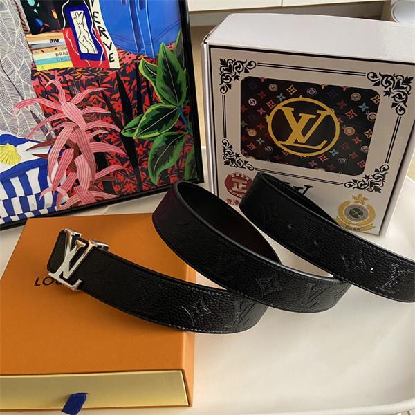 型押しレザー調 LOUIS VUITTON ルイヴィトン コピー ワイドベルト ビッグLVバックル モダンメンズ