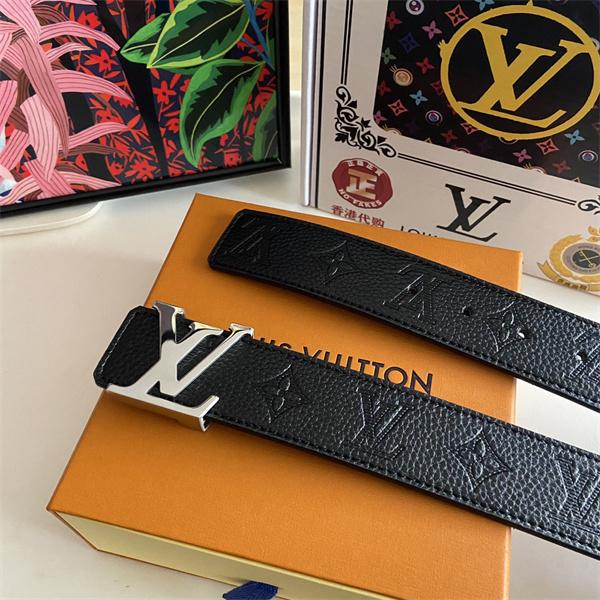 型押しレザー調 LOUIS VUITTON ルイヴィトン コピー ワイドベルト ビッグLVバックル モダンメンズ